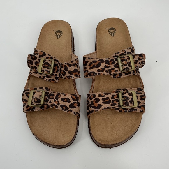 Shoes - Leopard Print Double Buckle Slide Academy Sandals - Women's